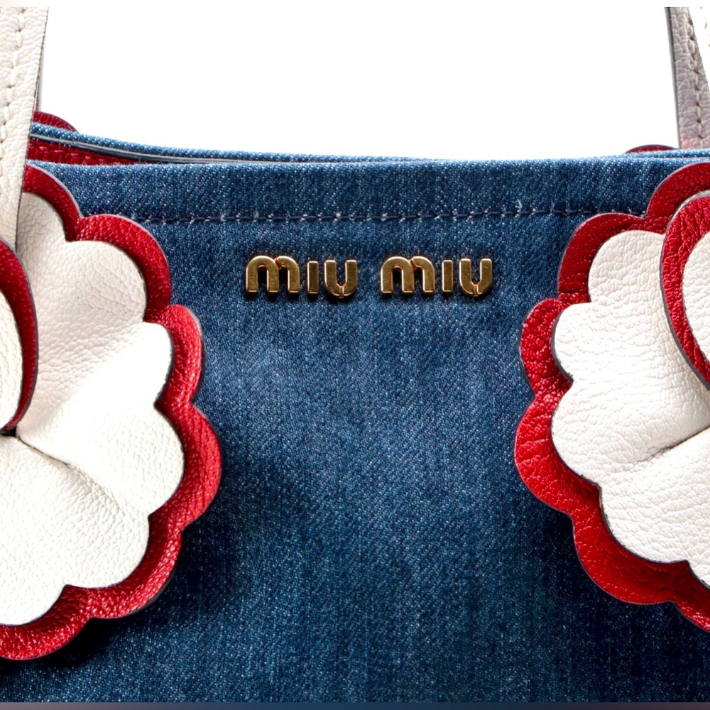 Miu Miu Denim and Leather Flowers Handbag with Matching Wallet - Picture 10 of 16